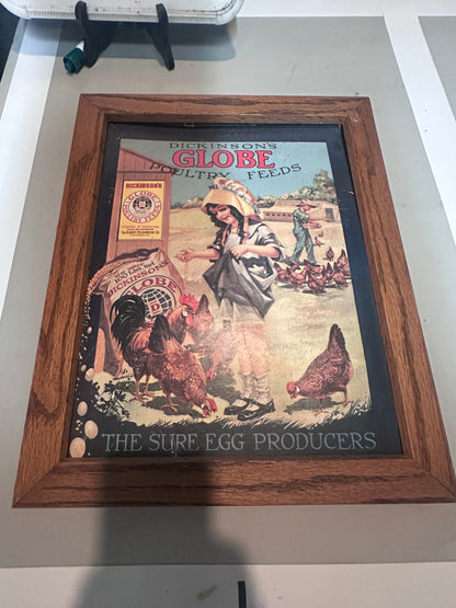 Framed Globe Poultry Feed Print