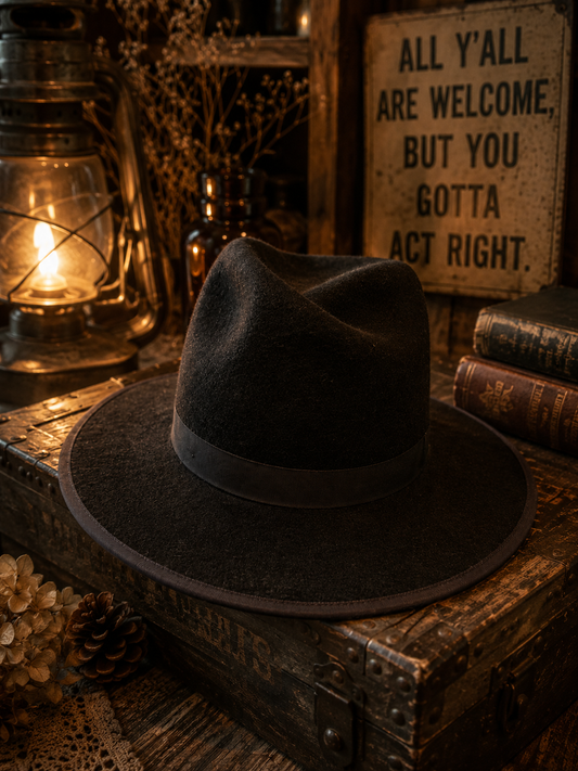 Black Felt Fedora Hat