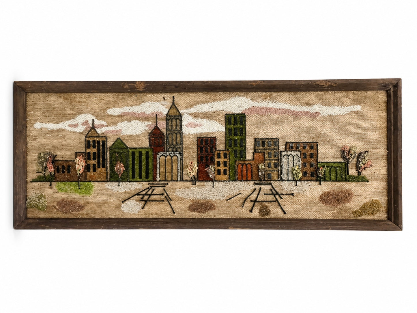Mid-Century Cityscape Textile Art
