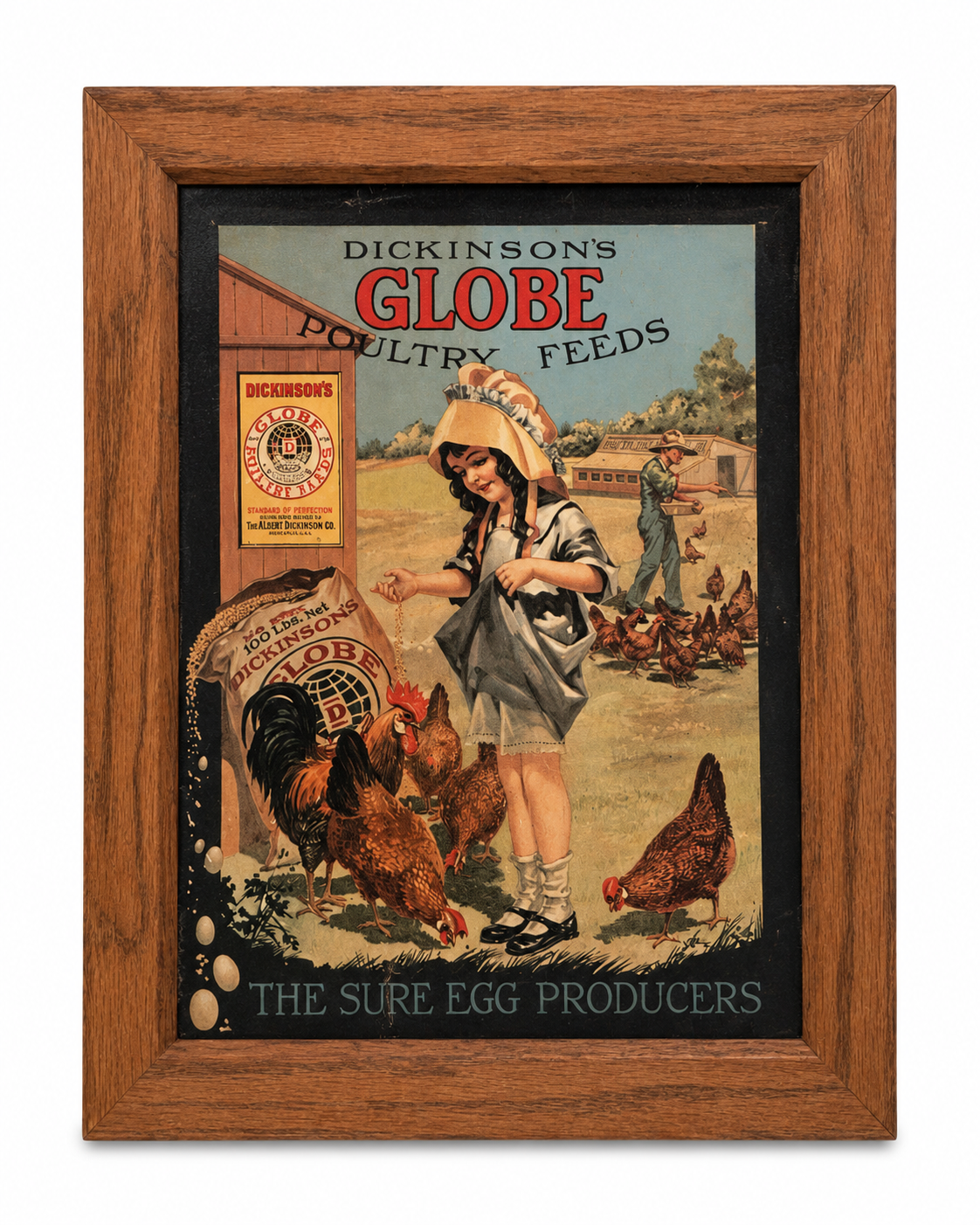 Framed Globe Poultry Feed Print