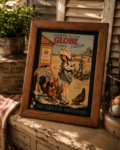 Framed Globe Poultry Feed Print