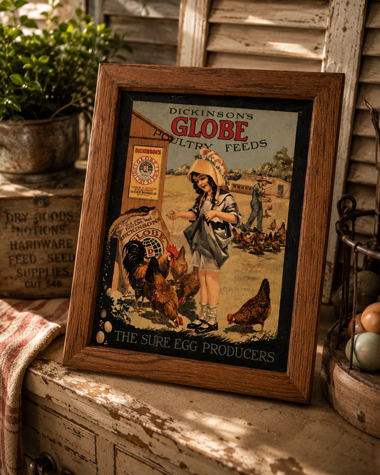 Framed Globe Poultry Feed Print
