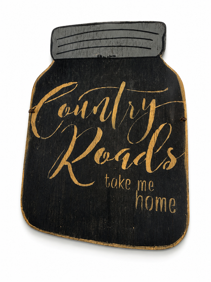 Country Roads Mason Jar Wall Sign