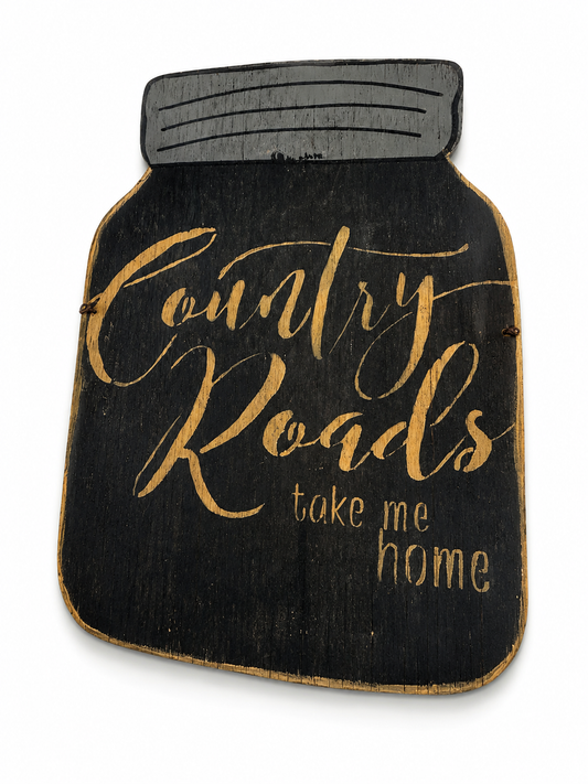 Country Roads Mason Jar Wall Sign
