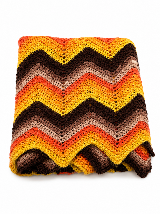 Vintage Crochet Chevron Throw (Harvest Colors)