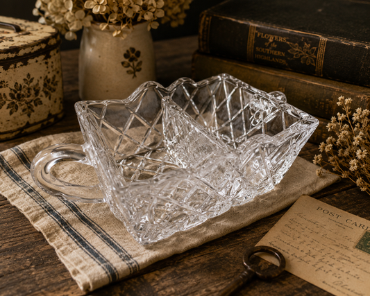 Pressed Glass Handled Candy Dish